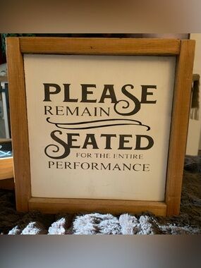 Country rustic Please Remain Seated Wood Bathroom Decor Sign